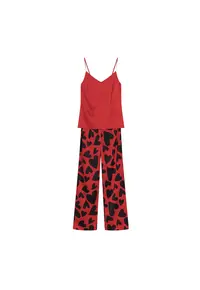 Pijamale de dama Jenya rosu - Geometric