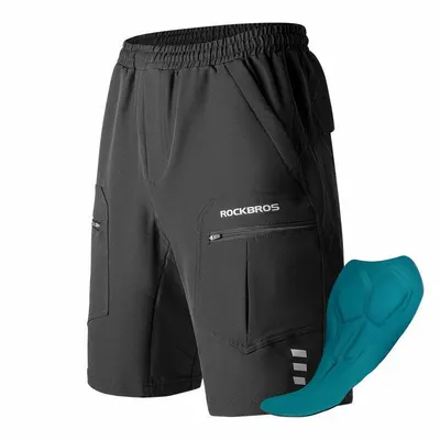 Pantaloni scurți de ciclism cu căptușeală și buzunare cu fermoar ROCKBROS