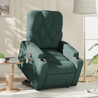 Gossi fotoliu rabatabil de masaj, cu ridicare, verde inchis, textil