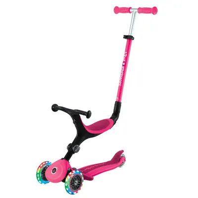 Trotineta 3 in 1 cu scaun si roti luminoase, Globber, Go Up Active, Roz