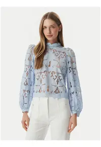 Bluza dama - albastru - material usor - maneca lunga