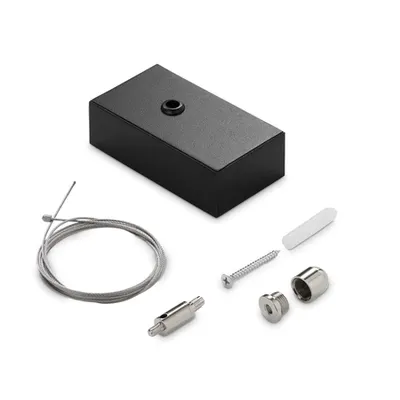 Accesoriu corp de iluminat Steel kit single steel cable 2 mt + ceiling cup Negru