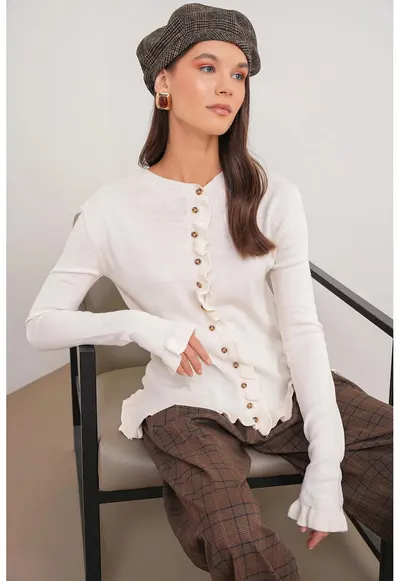Cardigan dama alb - One Size