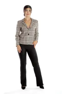 Sacou cadrilat dama DI23S49 bej/bordo/negru, Dress to Impress | marimea 44