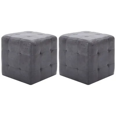 vidaXL Taburet, 2 buc., gri, 30x30x30 cm, piele întoarsă ecologică