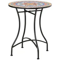 Outsunny Masa Rotunda Stil Bistro de 60 cm cu Mozaic pentru Gradina, Veranda, Exterior, Balcon, Gri | Aosom Romania