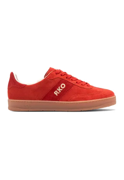 Pantofi sport de piele intoarsa Nora - Rosu vermillion