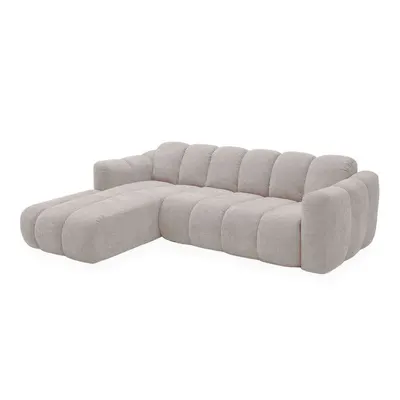 Colțar crem extensibil cu tapițerie din chenille (cu colț pe partea stângă) Michell – Miuform