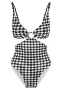 Costum de baie intreg cu model in carouri 31379 - Alb/Negru