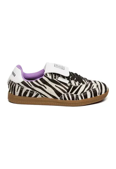 Pantofi sport de piele ecologica cu par scurt Ethora-L - Alb/Negru