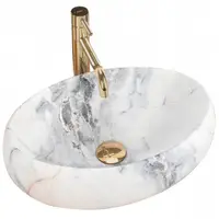 Lavoar pe blat oval REA Linda , ceramica efect piatra, 48.5x34 cm
