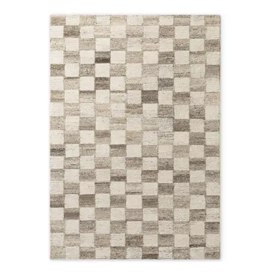 Covor crem țesut manual din lână 80x150 cm Boho 1.0 Quadra – Vikosa