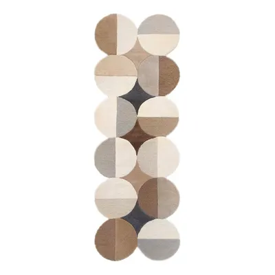 Covor tip traversă grej țesut manual din lână 80x230 cm Mia Ellipse – Flair Rugs