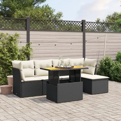 Gossi set mobilier de gradina cu perne, 6 piese, negru, poliratan