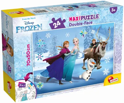 Puzzle cu două fețe Lisciani de colorat din 24 piese - Regatul Înghețat