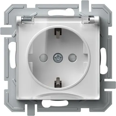 Logiq Priza SCHUKO cu capac borne cu surub 1P 16A Alb+Transparent, TEM Modul TEM-VQ11PTXO-U
