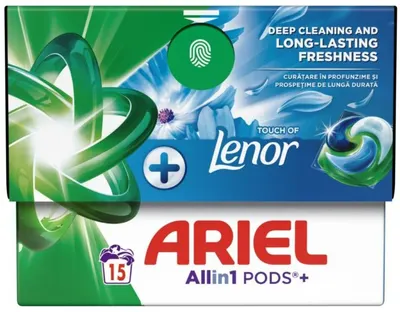 Capsule de rufe Ariel - Touch Of Lenor, All in One Pods, 15 spălări