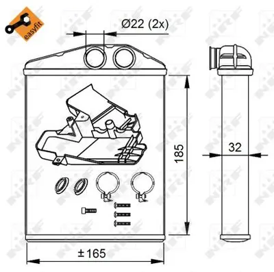 Schimbator caldura incalzire habitaclu (165,5x185x32) CADILLAC BLS; FIAT CROMA; OPEL SIGNUM, VECTRA C, VECTRA C GTS; SAAB 9-3, 9-3X 1.6-3.2 dupa 2002
