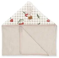 Prosop de bambus pentru bebeluși cu glugă Albero Mio - Cherry fun, 120 x 50 cm