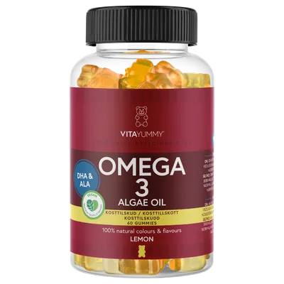 Omega 3 ursuleti gumati vegani cu aroma de lamaie, 60 jeluri, Vitayummy