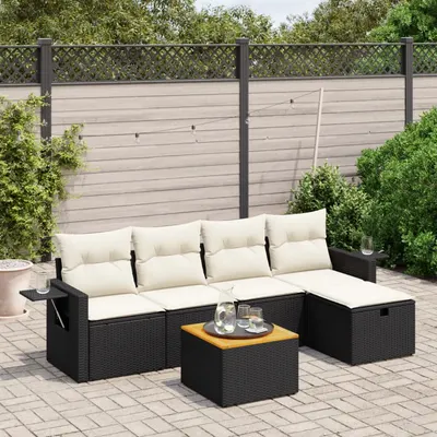 Gossi set mobilier de gradina cu perne, 6 piese, negru, poliratan
