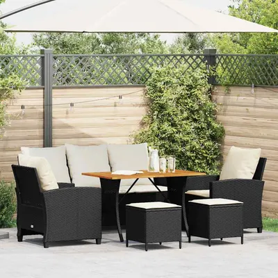 Gossi set mobilier de gradina cu perne, 6 piese, negru, poliratan
