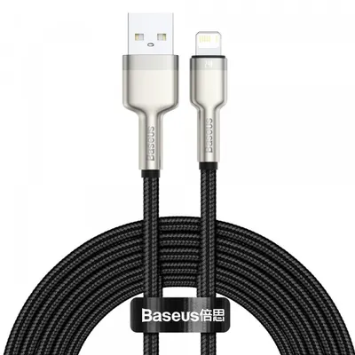 Cablu Date si Incarcare USB-A - Lightning Baseus Cafule Metal Series, 18W, 2m, Negru CALJK-B01