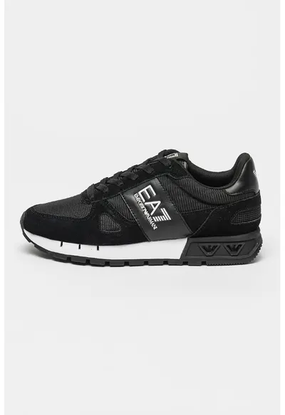 Pantofi sport cu insertii de piele intoarsa - Negru