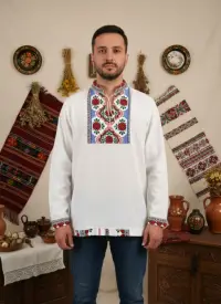 Camasa barbateasca stilizata cu imprimeu traditional - Model I