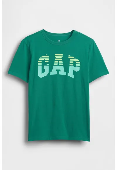 Tricou de bumbac cu imprimeu logo - Verde turcoaz