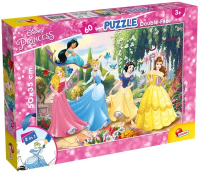Puzzle cu două fețe Lisciani de colorat din 60 piese - Prințese