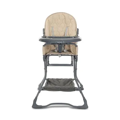 Scaun de masa pentru copii Lorelli Bonbon Beige Leather cu suport pentru picioare, cos pentru jucarii, pliere compacta, greutate admisa 15 kg