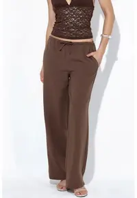 Pantaloni dama - croiala dreapta - maro cafea - poliester