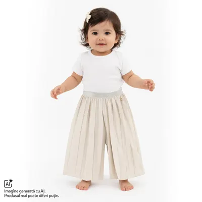 Pantaloni lungi copii Chicco, Bej cu model, 01239-70MC