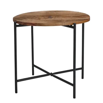 Măsuță din lemn acacia și metal, diametru 45 cm, înălțime 38 cm - Trends 4 You