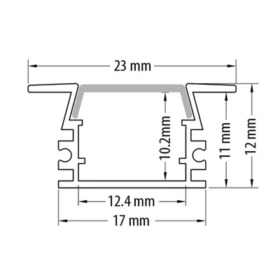 Profil aluminiu pentru benzi flexibile LED, adanc, 2m