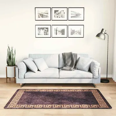 vidaXL Covor lavabil, negru și auriu, 80x150 cm
