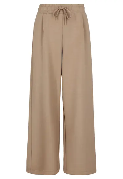Pantaloni dama de trening cu croiala ampla - talie elastica - N-Mock - Bej