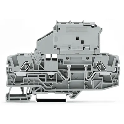 2-conductor fuse terminal block; with pivoting fuse holder; for glass cartridge fuse ¼ x 1¼; without blown fuse indication; for DIN-rail 35 x 15 and 35 x 7.5; 6 mm²; Push-in CAGE CLAMP®; 6,00 mm²; gray