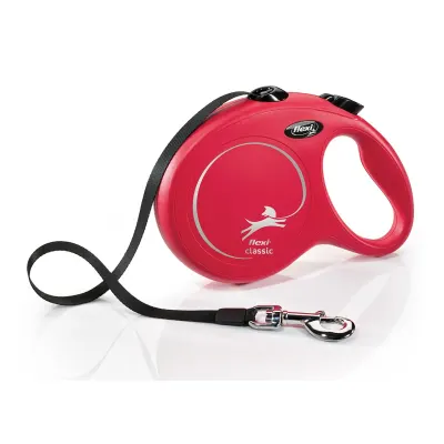 FLEXI Classic, lesă bandă retractabilă câini, nylon, roșu, L(50kg, 8m)