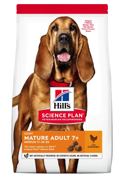 Hrana uscata caini, Hill's Science Plan Canine Mature Light Medium Chicken, 14 kg