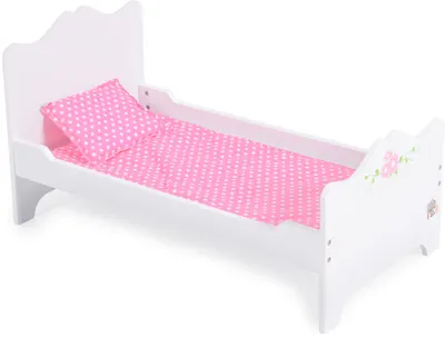 Patut din lemn pentru papusi Moni Toys - B019, alb