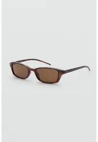 Ochelari de soare dreptunghiulari cu animal print - Maro inchis/Portocaliu