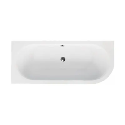 Cada baie asimetrica alba, acril, 150 x 75 cm, orientare stanga, Besco Avita
