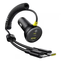 Incarcator Auto Cu Cablu USB-C / Lightning Baseus Circular, 60W, 3A, 1 x USB-A - 1 x USB-C, Negru C00035902121-00