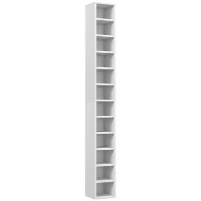 HOMCOM Raft Bibliotecă pentru CD-uri cu 12 rafturi, din MDF și panou aglomerat, 21x20x175 cm, Alb | Aosom Romania