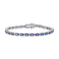 Bratara tennis din aur alb cu safire ovale de 8.07ct si diamante de 0.26ct