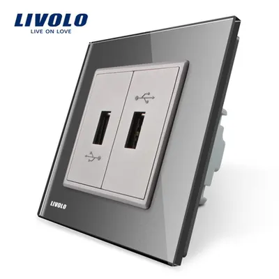 Priza dubla USB Gri