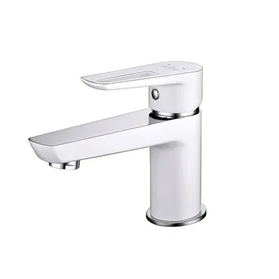 Baterie lavoar din alama sanitara, alb crom lucios, pipa fixa 10,6 cm, cu ventil inclus, Cersanit Mille