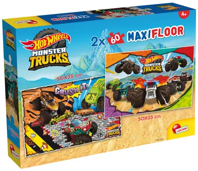 Puzzle de podea pentru copii Lisciani din 2 х 60 piese - Hot Wheels